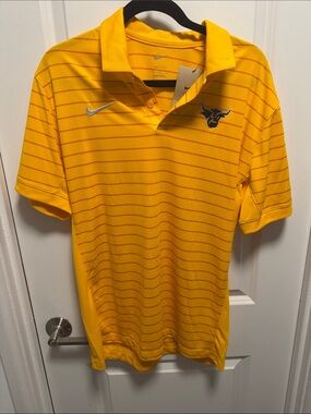 Nike Yellow Striped Minnesota State Mankato Men’s Polo with Embroidered Logo